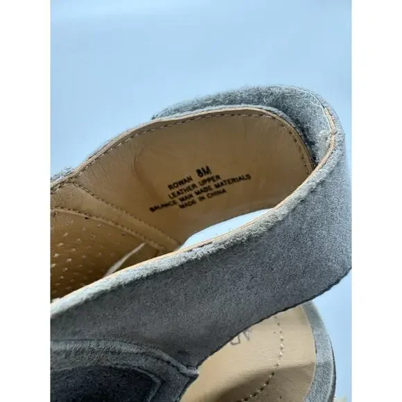 Adam Tucker Rowan Leather Perforated Stacked Heel Sandals Open Toe Gray Size 8 - Picture 9 of 10